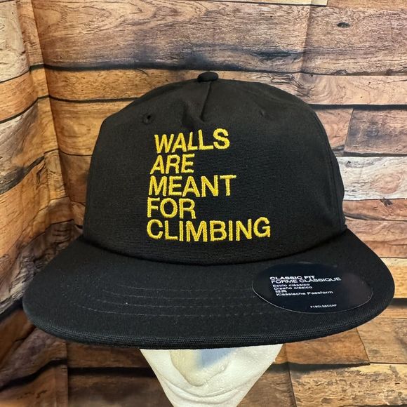 The North Face "Walls Are Meant For Climbing" Hat Adjustable Snapback Black Cap - Picture 1 of 12